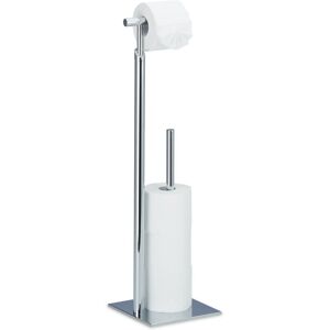 Standing Toilet Paper Holder, Free-Standing Steel Roll Holder for 4 Rolls tp, Chromed, 71 x 20 x 20 cm, Silver - Relaxdays