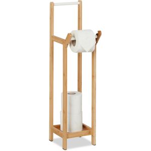 Relaxdays Toilet Paper Holder, Free-Standing, Bamboo, No Drilling, Spare Roll Storage, HxWxD: 72x17.5x24 cm, Natural
