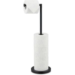 Toilet Paper Holder, Storage for 4 Spare Rolls, Adjustable, Free-standing, HxWxD: 57 x 21.5 x 16.5 cm, Black - Relaxdays