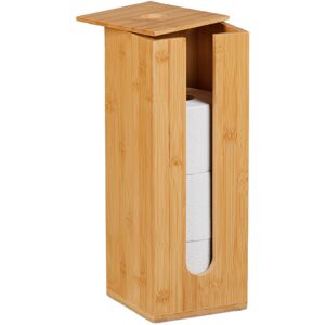 Relaxdays - Toilet Paper Holder, for 4 Rolls, Freestanding Design, Bamboo, HxWxD: 40.5x15x15 cm, Bathroom Storage, Natural