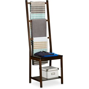 Relaxdays - Towel Holder, Clothes Stand, Towel Rack, Valet Butler, Bathroom Chair, Bamboo, HxWxD: ca 133 x 40 x 42 cm, Dark Brown