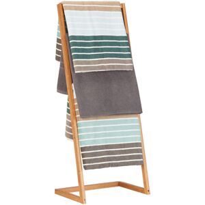 Relaxdays Towel Holder Freestanding with 4 Towel Rails, Bathroom Towel Stand, Bamboo, Butler, HWD: 100x40x30cm, Natural