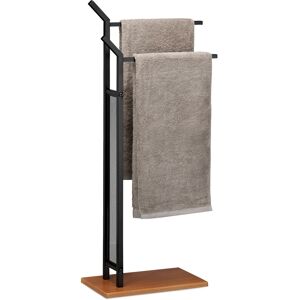Relaxdays - Towel Rack, 2 Rails, Freestanding Towel Holder, No Drilling, hwd 88 x 40 x 20 cm, Black