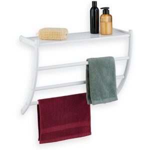 Relaxdays - Towel Rack, 3 Rails, h x w x d: 44 x 56.5 x 23 cm, Wall Towel Holder, Steel, White