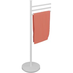 Relaxdays Towel Rack, 3 Rotating Rails, HWD: 85.5 x 42 x 22 cm, Stainless Steel, Bathroom, Holder, Drying Stand, White