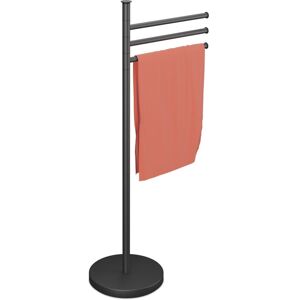 Relaxdays Towel Rack, 3 Rotating Rails, HWD: 85.5 x 42 x 22 cm, Stainless Steel, Bathroom, Holder, Drying Stand, Black
