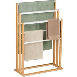 Relaxdays - Towel Rack, 6 Bars, mdf & Bamboo, hwd: 82x55x24 cm, Free-Standing Airer, Bathroom Drying Rail, White/Natural