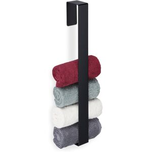 Relaxdays - 4x Towel Rails, Self-Adhesive, 430 Stainless Steel, Bathroom, Kitchen, Without Drilling, hwd: 45x4x6 cm, Black