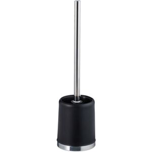 Wc Accessory Set, Toilet Brush with Round Holder, Exchangeable Brush Head, 37 cm, Black - Relaxdays