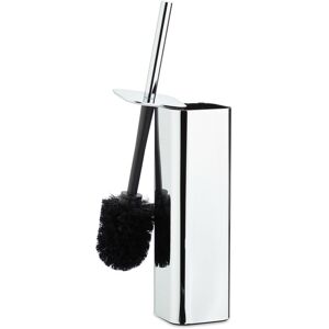 Relaxdays - wc Toilet Brush Holder Wall, Toilet Brush Holder with Brush, Wall Mounted, hwd: 38.5x8x8 cm, Silver/Black