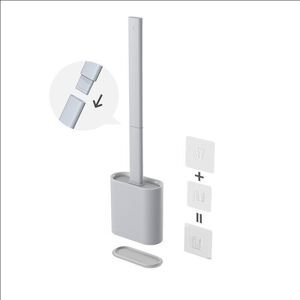 Ymyny - Removable silicone toilet brush, wall-mounted, black, drip-free, antibacterial, ventilated, quick-drying, odorless, wall/floor mounted, gray