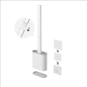 Ymyny - Removable silicone toilet brush, wall-mounted, black, drip-free, antibacterial, ventilated, quick-drying, odorless, wall/floor mounted, white