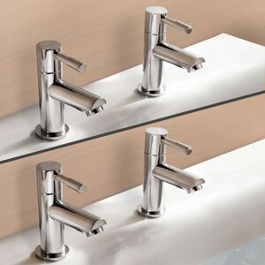 Nes Home - Blossom Modern Set Of Twin Hot & Cold Basin Taps And Twin Bath Filer Taps