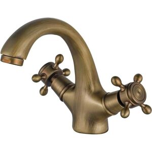 Ymyny - Retro Antique Brass Bathroom Faucet, Two Handle Basin Mixer Tap, Nostalgia Brushed Bathroom Mixer Tap (Without Hose) mumu