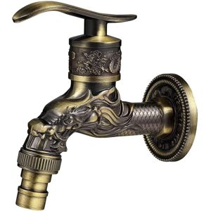 Gotrays - Retro Brass Wall Mounted Faucet, Outdoor Garden Faucet G1/2', Antique Brass Faucet, Vintage Wall Mounted Faucet, Antique Copper Dragon