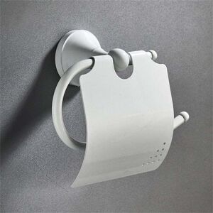LINGHHANG Retro White Toilet Paper Holder Wall Mounted Antique Brass Toilet Roll Holder Stand with Cover
