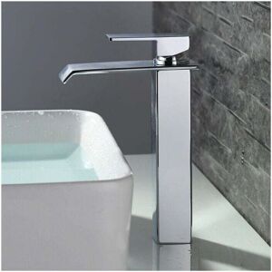 ZVD - Robinet Salle de Bain Cascade Mitigeur de Lavabo Bec Haut Robinetterie pour Vasque Chromé Design Moderne-