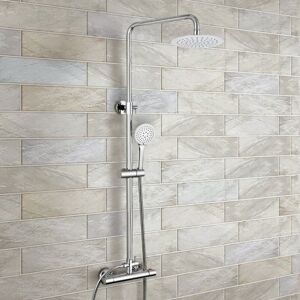 Nes Home - Rosa Round Exposed Thermostatic Dual Control Shower Mixer - Riser Rail Kit & Easy Fittings