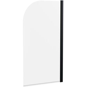 Black 6mm Toughened Safety Glass Straight Reversible Bath Screen - Frameless Shower Screen for Modern Bathrooms by Balterley