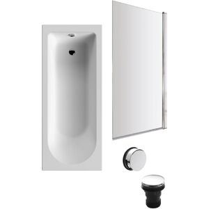 Balterley - Round Single Ended Bath and Square Chrome Bath Screen and Waste - 1700 x 700mm