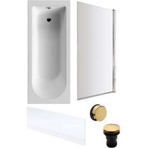 Balterley - Round Single Ended Bath, Front Panel, Square Screen, Brushed Brass Waste -1700x700mm