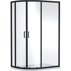 Ruwa 6mm Toughened Safety Glass Offset Quadrant Shower Enclosure - 1900 x 1200 x 900mm - Matt Black Balterley