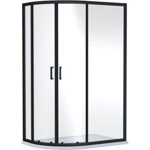 Ruwa 6mm Toughened Safety Glass Offset Quadrant Shower Enclosure - 1900 x 1200 x 800mm - Matt Black Balterley