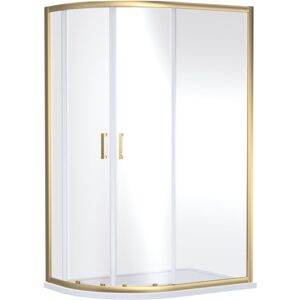 Ruwa 6mm Toughened Safety Glass Offset Quadrant Shower Enclosure - 1900 x 1200 x 800mm - Brushed Brass Balterley