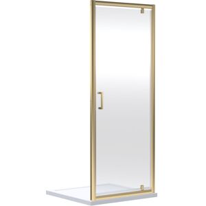 Balterley - Ruwa 6mm Toughened Safety Glass Reversible Pivot Shower Door - 1900 x 900mm - Brushed Brass