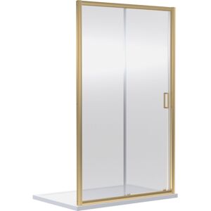 BALTERLEY 6mm Toughened Safety Glass Reversible Sliding Shower Door - 1200mm - Brushed Brass