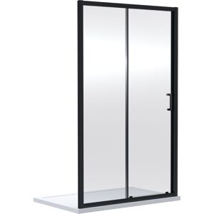 Ruwa 6mm Toughened Safety Glass Sliding Shower Door - 1900 x 1000mm - Matt Black - Balterley