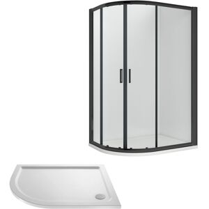 Balterley - Ruwa Shower Enclosure Bundle - Offset Left Hand Quadrant & Slimline Tray - Black/White - 1000mm x 800mm