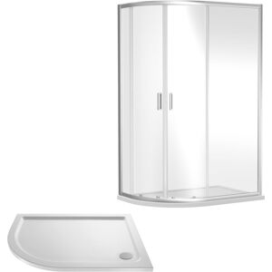 Balterley - Ruwa Shower Enclosure Bundle - Offset Left Hand Quadrant & Slimline Tray - Chrome/White - 1200mm x 800mm