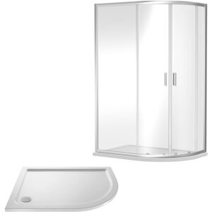 Balterley - Ruwa Shower Enclosure Bundle - Offset Right Hand Quadrant & Slimline Tray - Chrome/White - 1200mm x 800mm