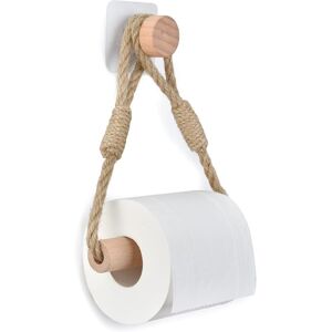 Linghhang - Self Adhesive Toilet Paper Roll Holder, Bathroom Paper Holder Wooden Rope Rustic Towel Ring