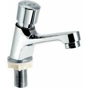 DEWDAT Self Closing Chrome Time Delay Faucet Water Saving Time Delay Basin Sink Faucet Faucet for Kitchen Bathroom Public Silver