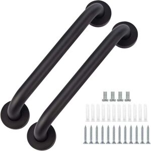 YMYNY Set of 2 black stainless steel bathroom grab bars, 30 cm, suitable for bathtub, toilet, kitchen, shower mumu