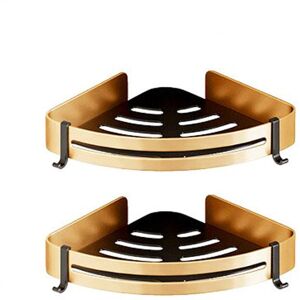 Linghhang - Set of 2 Corner Shower Caddy No Drilling Bathroom Shelf Adhesive Stainless Steel Triangle Storage Basket for Shampoo Soap with Hooks