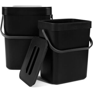 Longziming - Set of 2 Kitchen Hanging Trash Can (5L+3L) Table Trash Can with Lid Small Plastic Bin for Kitchen, Living Room, Bedroom, Bathroom