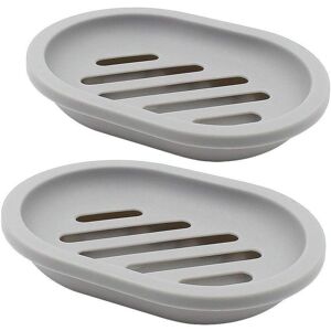 Linghhang - Set of 2 Soap Dishes, Soap Holder, Soap Saver, Travel Soap Dish, Easy Clean, Dry (Grey)