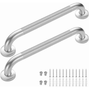 ZVD Set of 2 Toilet Grab Bars, Stainless Steel Shower Handle, 45cm Angled Bathroom Grab Bar, Shower Bars, Stainless Steel Bathtub Handrail for