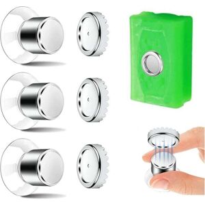 ZVD - Set of 3 magnetic soap holders, suction cup - strong attachment, shower soap holder without drilling, stainless steel magnet for bathroom and