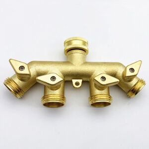 Linghhang - Hose Distributor (4 Way), Brass Watering Four Way Splitter Adapter Ball Valve Faucet Connector