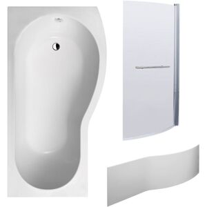 Balterley - b Shape Bathtub, Front Panel and Bath Screen with Rail - Chrome Profile