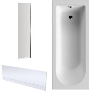Balterley - 1700 x 700mm Round Bathtub, Front Panel and Bath Screen - Chrome Profile
