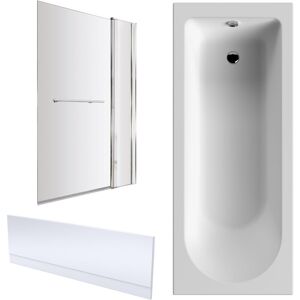 Balterley - Bath Suite -1700x750mm Round Bath, Front Panel, Chrome Screen with Fixed Panel and Rail