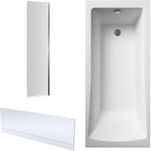 Balterley - Square Bathtub, Front Panel and Fixed Screen - Chrome