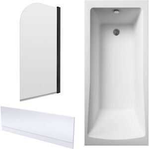 Balterley - 1700 x 750mm Square Bathtub, Front Panel and Bath Screen - Black Profile