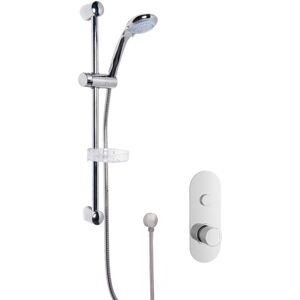 Balterley - Shower Bundle Concealed Round Push 1 Button Valve & Multi Function Handset Slide Rail Kit - Chrome