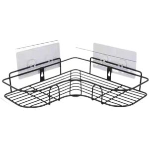 CYSLMUK Shower Corner Shelf Without Drilling, Black Bathroom Shelf, Stainless Steel Shower Soap Holder for Bathroom, Bathroom Accessories 8 Adhesive